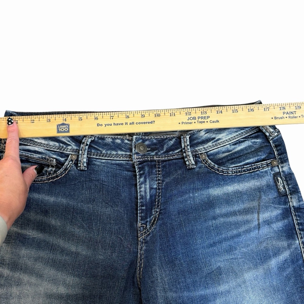 Silver Jeans Suki High Boot Women's Size 33x35 Dark Wash Stretch Denim Jeans - Picture 6 of 9